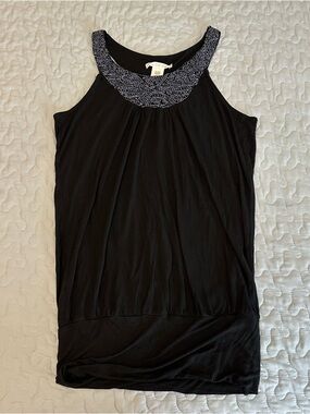 Y2K Vintage Charlotte Russe Black Beaded Detail Women’s Tank Top
